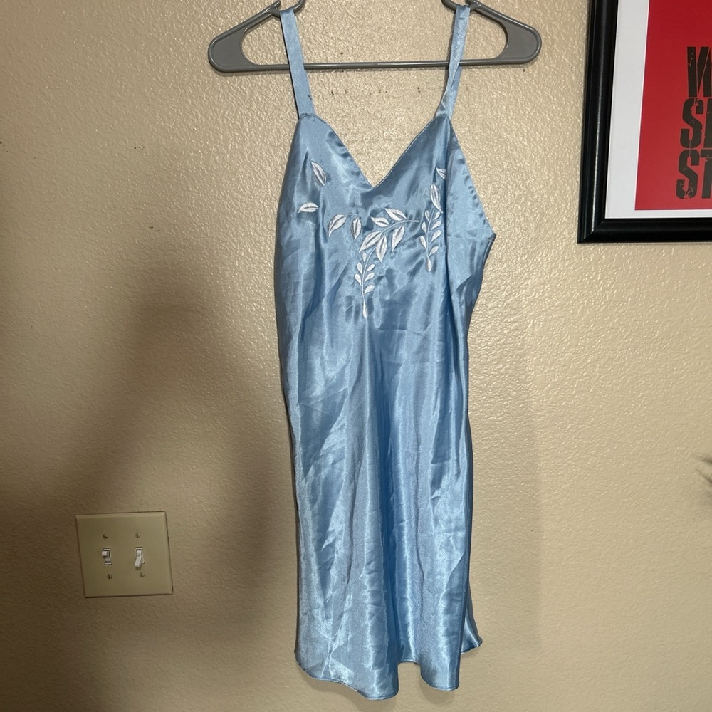 Elegant Blue Satin Nightgown